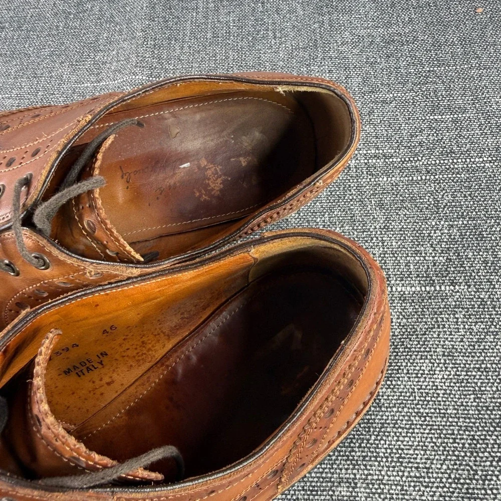 Antonio Maurizi Wingtip Brogue Mens 12 Brown Leather Lug Sole Derby 46 Italy